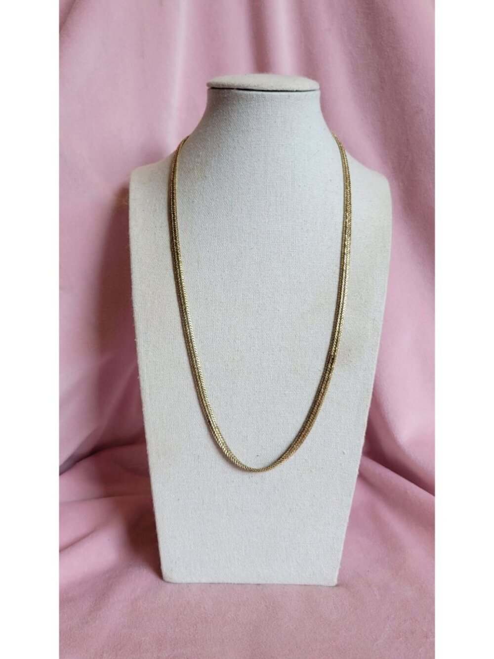 Vintage Signed 14kge b.c Lind Gold Tone Franco chain necklace N1A